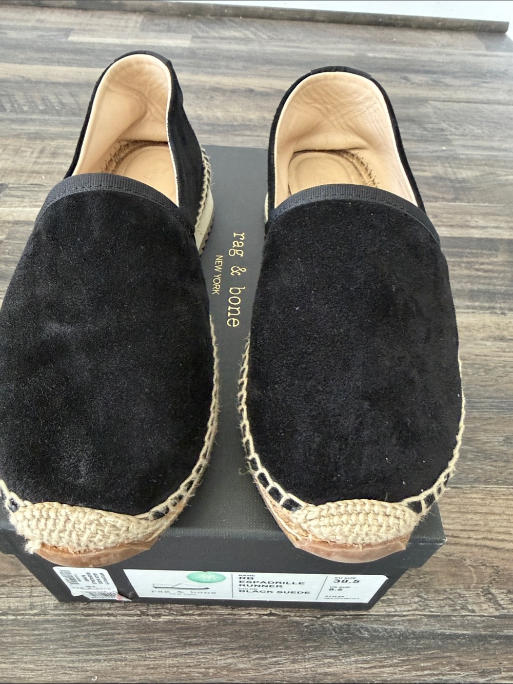 Rag & Bone Black Suede Espadrille Flats 8.5